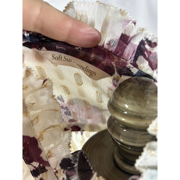 Soft Surroundings Floral Metallic Blouse Tie Neck Bell Sleeve Size S Multicolor - Picture 8 of 9